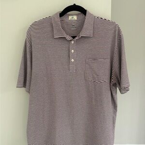 johnnie-O Maroon and White Striped Hangin Out Polo Shirt